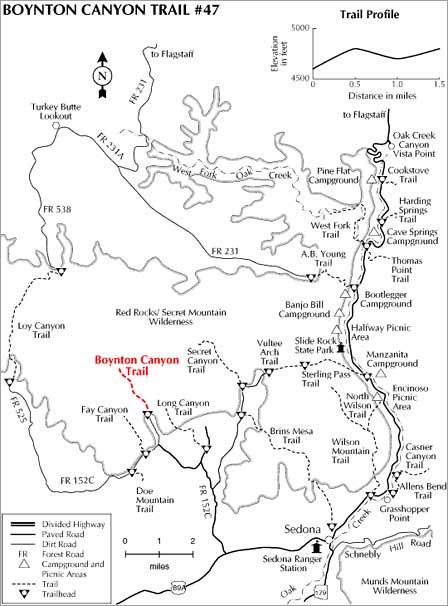 Boynton Canyon Trail map in Sedona Arizona
