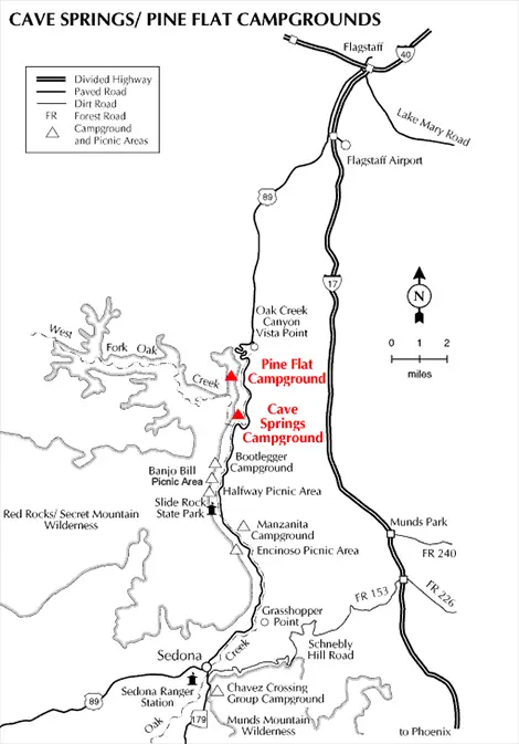 Map - Cave Springs Campground in Sedona