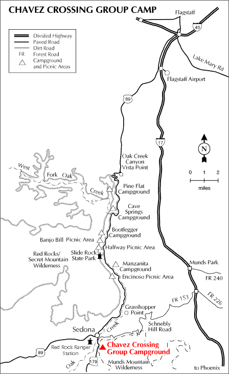 Map of Sedona and Oak Creek Canyon campgrounds