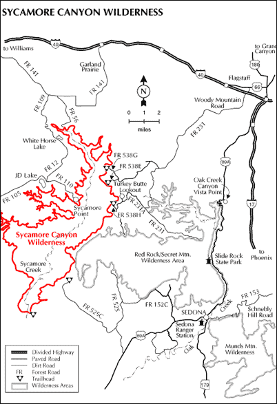 Sycamore Canyon Wilderness  Sedona Arizona (AZ)  Map, Picture 